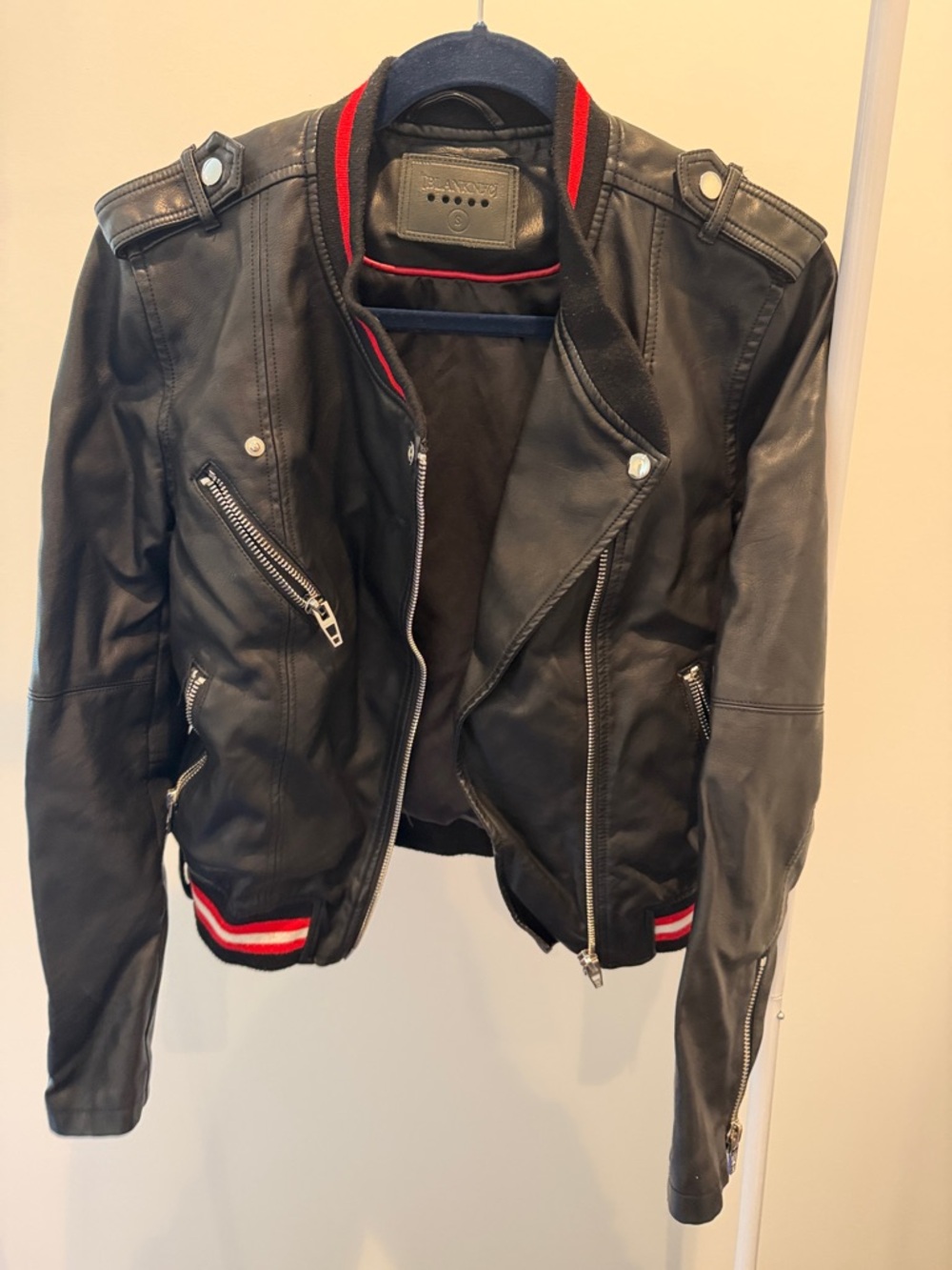 Blank NYC Black Jacket with Red Piping